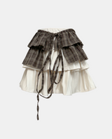 Velvet Checkered Layered Skirt