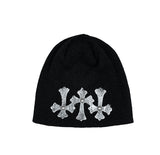 Triple cross rivet beanie