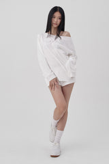 Soft Club one-shoulder sweatshirt, White