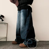 Nad side pin tuck snap wide denim pants