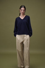 Wide two tuck pants (Beige)
