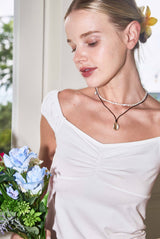 OFF SHOULDER SHIRRING TOP / IVORY
