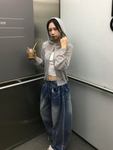 サニーシースルーサマーフーディドカーディガン (3c)
