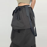 Finnan wide strap side pintuck long skirt