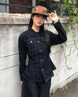 Ushi ラインポケットデニムウォッシュロングスリーブジャケット