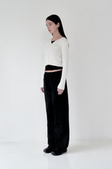 KIRSH PLAIN INCISION WOVEN PANTS [BLACK]