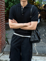 [Planning] LMN Texture Collar Short-Sleeved Knitwear (3 colors)