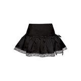 ソフト サテン ティアード スカート(BLACK)
