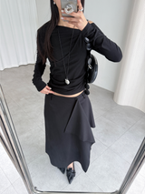 overlap button skirts (2color)