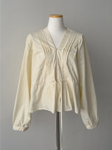 Cello V-Neck Shirred Blouse