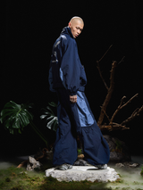 RELABEL 24AW クリサリス - かさぶたブルー パッチワーク ハーフハイ スタンド カラー バットウィング スリーブ シルエット プリント ジャケット