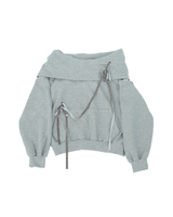 offshoulder ribbon hoodie(gray)