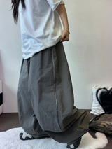 SIDE LIGHTENING 🩶💛🖤 NYLON OVER WIDE OVER LONG PANTS 💛3COLOR