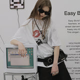 オーバーサイズヒップホップダンススタジオパンクグラフィック半袖Tシャツ_ホワイト