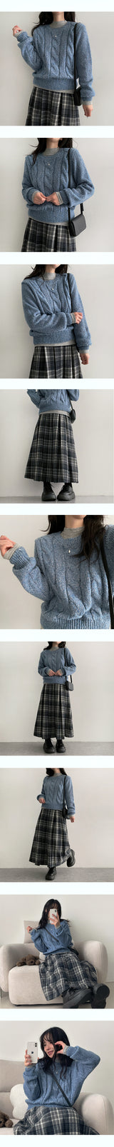 Daren シックバックバンドチェックプリーツロングスカート