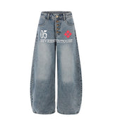 Celine Lettering Wide Denim Pants