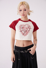 Chemical Girls Contrast color round neck raglan short sleeve T-shirt