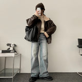 Mohi High-Neck Wool Leather Jacket