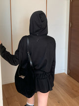 メロウレイヤーリブベルトフードワンピース
