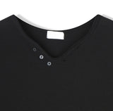 ヴェール ボタン Vネック ショートスリーブ Tシャツ