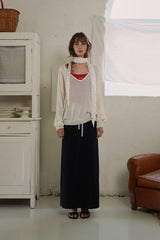 Button v-neck knit_ivory