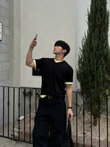 Dimen layering v-neck short sleeve
