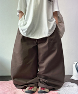 HIGH QUALITY🐣 ティーンエイジャータトゥーレタリングコットンワイドパンツワイドバルーンロングパンツ  - 5 COLORS