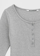 [B-BASIC] Tension Standard Henley Neck 3/4 Sleeve Mini Dress (2 SIZE)