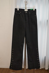 Snap Button Detail Slit Pants (Black/2size)