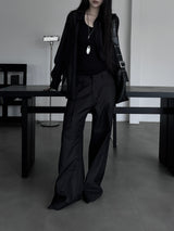 [unisex] pintuck wide laser slacks