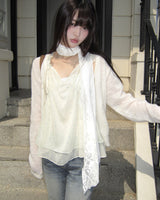 Buhin Chiffon Frill Sleeveless Blouse