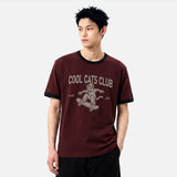 Essential Standard Short-Sleeve Ringer T-Shirt Cool Cats Club Burgundy