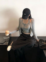 [BELLIDE MADE] Holter neck camisole + cardigan setup