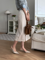 Lavin Belt Set H-Line Back Slit Long Skirt / 4 colors