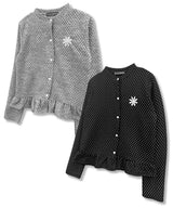 Dot Frill Daisy Logo Kint Cardigan_Black