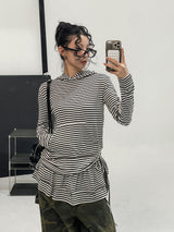 Berry Stripe Hood Flare Wrap Skirt Set