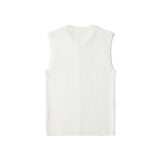 Ivory Pleated Sleeveless Knit Vest