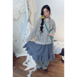 Y2K Pixel Jacquard Collar Knit Cardigan