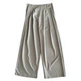 Grace Two-Tuck Button Wide Long Slacks