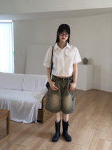 [4color] Tishan Cargo Bermuda Half Denim Short Pants