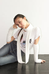 FUR KNIT LONG MUFFLER / IVORY