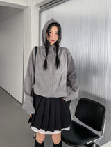 Tech Color Matching High Neck Hood Zip-Up