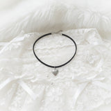 [Aespa Winter Necklace] Vintage Heart Locket Choker Necklace - Silver ver.