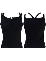 snap echo button sleeveless (3color)