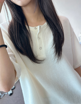 クリ ヘンリーボタン オーバーサイズ ニット Tシャツ 5カラー