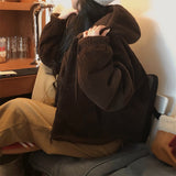 [BELLIDE MADE] Boa fleece + corduroy reversible zip-up hoodie
