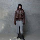 HIGH-GLOSS SCARF QUILTED JACKET