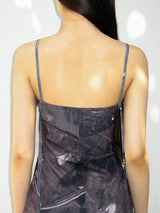 DENIM PRINT CUT OFF DRESS