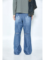 Bluesf Semi-Flare Vintage Washing Destroyed Jeans