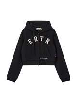 ERTRアップリケフーディスモールフィットジップアップ　ブラック